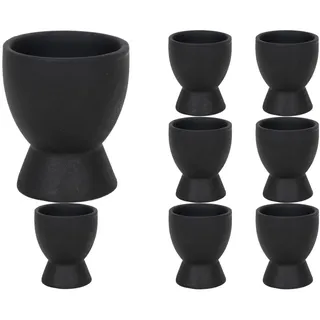 Home4You Eierbecher - H 8 cm - Schwarz matt - Steingut - 8er Set