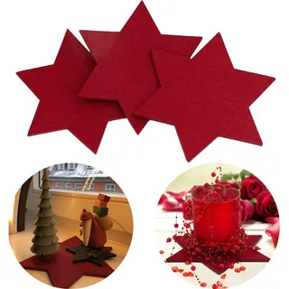 Filzuntersetzer Sterne 4er Pack Weinrot Ø 20cm für Tisch und Deko - Weihnachten