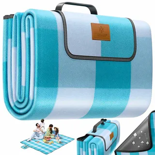 KESSER® Picknickdecke campingdecke XXL 200 x 200 cm - wärmeisoliert mit wasserdichter Unterseite mit Tragegriff Faltbare Stranddecke Picknickdecken für 4-6 Personen Waschbar Picknick Decke