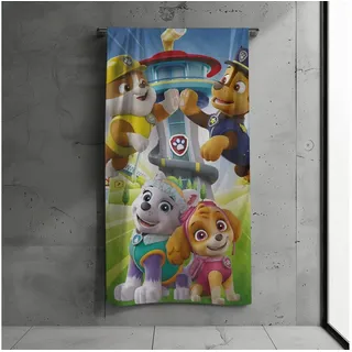 MTOnlinehandel Badetuch Paw Patrol 70x140 cm, 100 %, Baumwolle (1-St), Strandtuch mit Chase, Rubble, Everest & Skye für Kinder bunt