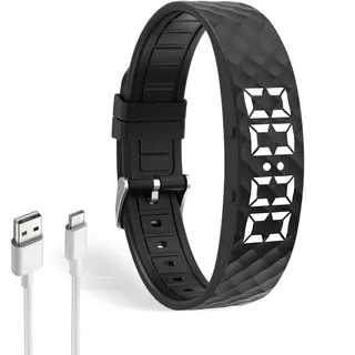 Vibrationswecker Armband Lautlos mit 8 Alarmen, Vibrationsarmband als stiller Wecker ohne Ton für Medikamente, Arbeit, Schlaf und Sport, verstellbares Alarmarmband für Damen Herren Senioren