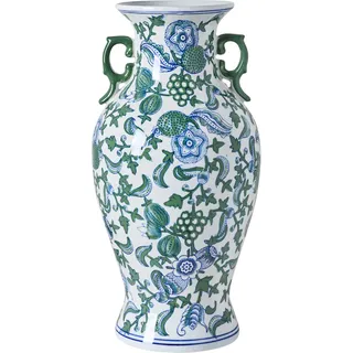 Beliani Blumenvase Segowia Porzellan 47 cm Weiß / Blau