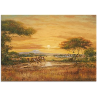 Wandbild ARTLAND "Afrikanische Steppe" Bilder Gr. B/H: 100 cm x 70 cm, Alu-Dibond-Druck, braun Bilder als Alubild, Leinwandbild, Wandaufkleber oder Poster in versch. Größen