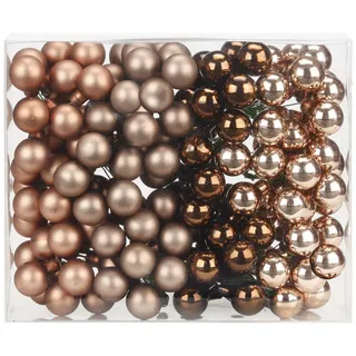 Magic 144 Spiegelbeeren Kugeln am Draht 2cm Weihnachtskugeln Baumkugeln Baumschmuck Weihnachtsdeko Kugeln Glaskugeln Set Christbaumschmuck - Elegant Lounge (Schokolade braun)