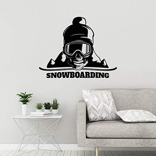 NSRJDSYT Snowboard Vinyl Wandtattoo Snowboarder Skull Mountain Sport Wandfenster Aufkleber Home Schlafzimmer Kunst Wanddekoration 94x74cm