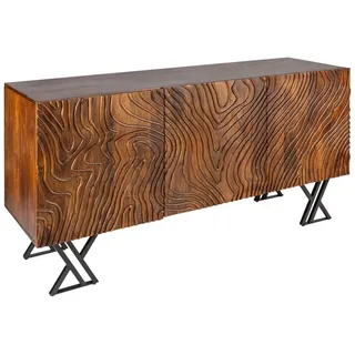 riess-ambiente Sideboard FLUID 160cm braun, Massivholz · Metall · Kommode · aufwändige Front · Wohnzimmer braun