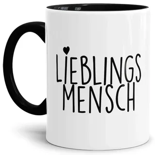 Tassendruck Design-Tasse Lieblingsmensch Innen und Henkel Schwarz - Kaffeetasse/Mug/Cup - Qualität Made in Germany
