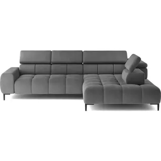 DOMO-HOME Ecksofa PLAZA L mit elektrischer Sitzverstellung 300x216cm | Komfortable U-Form | Verstellbare Kopfstützen | Hochwertige Polsterung | Mo... - Dunkelgrau