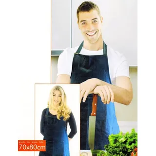 HIT Trading Kochschürze JEANS SCHÜRZE aus Jeansstoff 70x80cm Kochschürze Küchenschürze 42, Grillschürze blau