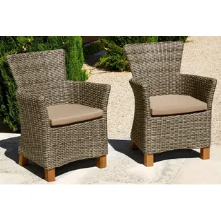 MERXX Gartensessel Toskana (Set, 2-St), 2er Set, Polyrattan/Non-Wood, grau-braun braun|grau