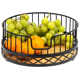 bremermann Obstschale Obstkorb, Obstschale rund, Ø ca. 23,5 cm, schwarz matt, Bambusboden schwarz