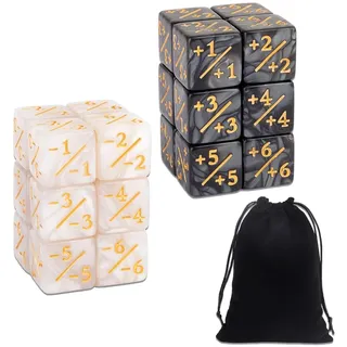 UEAVOID 24 Stück Würfel Zähler Token Loyalität Würfel Magic The Gathering MTG Zubehör mit Aufbewahrungsbeuteln für Tischspiele Partys Familienfeiern (D6)