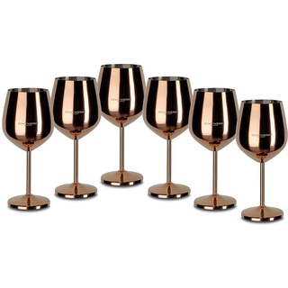 ECHTWERK bruchsichere Weingläser aus Edelstahl, Weinglas-Set, Rotweinglas, Campinggläser, Cocktailgläser, robust, unzerbrechlich, Kupfer Edition, 6tlg, 21x 7,3cm, 0,5L