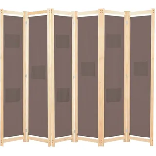 vidaXL 6-teiliger Raumteiler Braun 240 x 170 x 4 cm Stoff