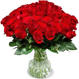 Rosenstrauß, 50 Rote Rosen als Ideales Blumengeschenk, 50 cm, Qualität vom Floristen, 7-Tage-Frischegarantie, Kostenloser Blumenversand