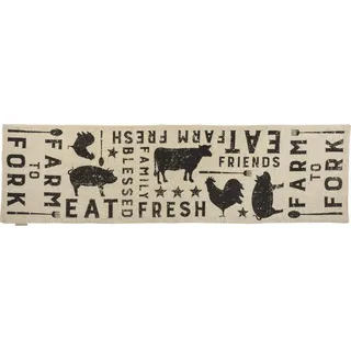 Primitives by Kathy Black and White Cotton Tischläufer, Baumwolle, Farmhouse