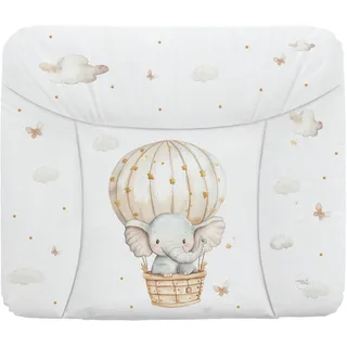 Ceba Baby® weiche Wickelauflage 85x72 cm - Baby Wickelunterlage- Wickeltischauflage für Junge und Mädchen - Wasserdicht, abwaschbar - OEKO-TEX® Standard 100 - Made in EU -Elefant im Ballon