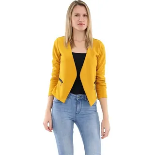 malito more than fashion Jackenblazer malito Damen Blazer ohne Kragen, Sakko im Basic Look, Kurzjacke mit Sweatblazer im Basic-Look gelb M