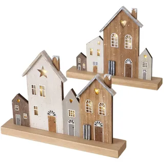 Boltze 1 x LED Dekoaufsteller Houses Höhe 23 cm, Winter, Weihnachten