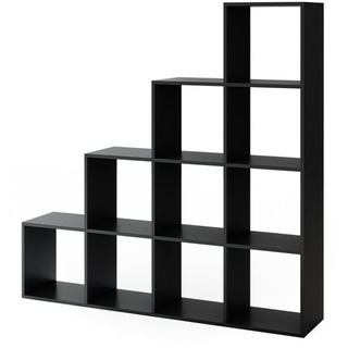 Vicco Stufenregal Treppenregal Raumteiler Bücherregal 10 Fächer Schwarz schwarz