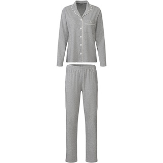 SANSIBAR Damen Pyjama lang (L(44/46), grau)
