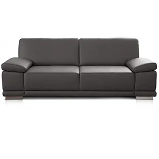 CAVADORE 3-Sitzer Corianne Sofa in hochwertigem Leder mit Armteilfunktion - 217 x 80 x 99 cm, Grau