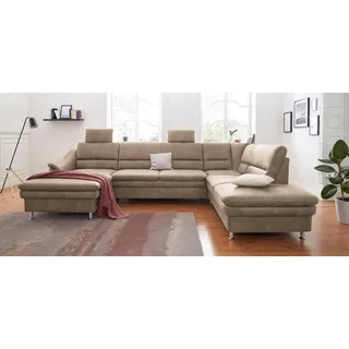 sit&more Wohnlandschaft SIT & MORE "Cardoso U-Form", beige, B:324cm H:90cm T:90cm, Luxus-Microfaser 1 (100% Polyester);Luxus-Microfaser 2 (100% Polyester);Luxus-Microfaser ALTARA NUBUCK (100% Polyester), Sofas, Wohnlandschaft, mit Federkern und Kopfstützen, mit 