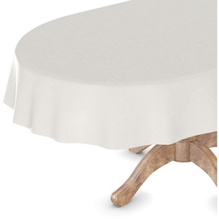 ANRO Tischdecke Wachstuchtischdecke Gartentischdecke Wachstischdecke, Textillook 140x200cm Oval wasserabweisend weiß Oval - 140 cm x 200 cm x 0.25 mm