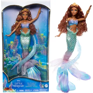 Mattel Disney Arielle, die Meerjungfrau - Deluxe-Meerjungfrauenpuppe mit Haarperlen und Puppenständer für fantasievolles Spielen und Präsentieren, für Kinder ab 3 Jahren, HNF42