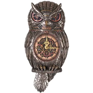 Steampunk Wanduhr Eule Dekouhr Braun Tierfigur Hängeuhr Uhr Uhu Wandfigur Vogel Figur wu77195a4 Palazzo Exklusiv