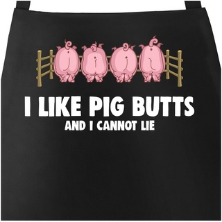 MoonWorks Grillschürze Lustige Grill-Schürze mit Spruch - I like Pig Butts and I cannot lie Parodie Song Küchenschürze Moonworks®, mit kreativem Aufdruck schwarz