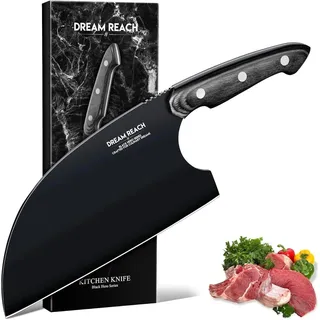Dream Reach Serbische Kochmesser - Full Tang Küchenhackmesser mit Ergonomischer Holzgriff für Grill Küchen, Geschenk für Männer