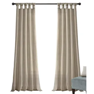 Lush Decor Vorhang, geknotet, Jute, 114 cm B x 240 cm L, Dunkles Leinen, 2 Stück