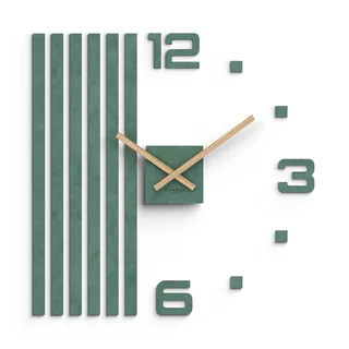 Cander Berlin MNU 2760 U XXL Wanduhr lautlos 60 cm Holzzeiger Wohnzimmer analog ohne Ticken Wandtattoo grün