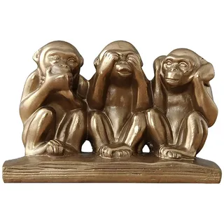 3 Affen Figuren deko wohnzimmer 3er Set,Bronze Skulptur Deko Wohnzimmer Modern Harz Statue,Dekorative Figur von 3 weisen Affen Dekoration Statue für Büro Home Tischdekor und Briefbeschwerer fungieren