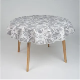 Laro Wachstuch-Tischdecke rund 140 cm Grau Weiß