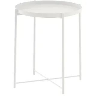 Unbekannt Ikea Beistelltisch Gladom Metall-Tisch mit Abnehmbaren Tablett - weiß - 52,5cm Hoch - 44,5cm Durchmesser