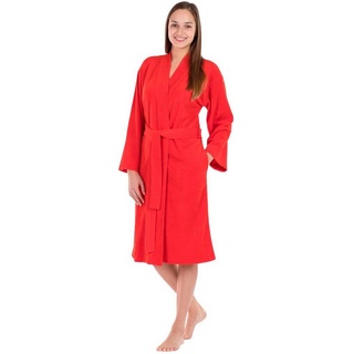 framsohn frottier Damenbademantel Jersey, Kurzform, Jersey, Kimono-Kragen, Gürtel, besonders leicht, Reisebademantel rot S