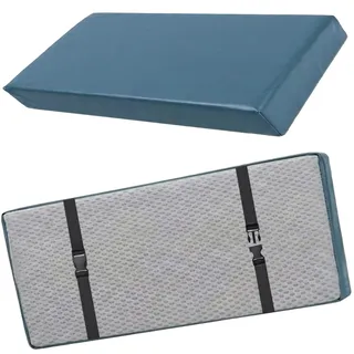 QOEUIUJ wasserdichte Bankauflage Kunstleder 5cm Dicke Sitzkissen Bankpolster Mit Anti-Rutsch-Boden Und Schnallen Für Gartenbank Outdoor Indoor Fensterbank(Blau,100x30cm)