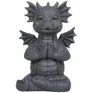 Pacific Giftware Garten Figur Drache meditiert - Deko Statue Garten Fantasy