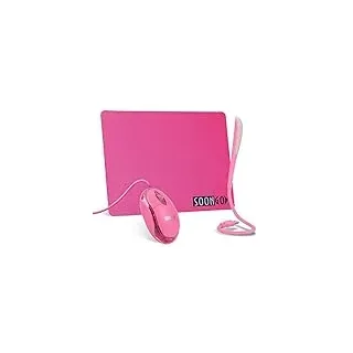 SOONGO Pinkes Mauspad – LED-Licht, 3-in-1-Geschenk, rutschfeste Gummiunterseite, Touch, dimmbar, flexibel, USB-Laptop-Leselampe für Zuhause, Büro, Reisen