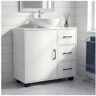 oyajia Waschbeckenunterschrank Unterschrank Badezimmerschrank Badschrank mit 3 große Schubladen (Breite 70 cm) weiß