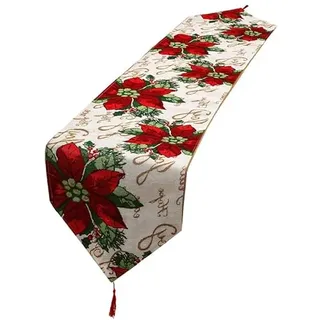 CGVG Tischläufer Weihnachten Modern Tischläufer Winter Wiederverwendbar Weihnachts Tischläufer Weihnachtstischdecke Weihnachtsdeko Tisch Table Runner Party Küche (Blume)