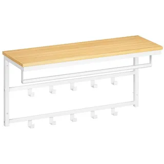luxuskollektion Wandgarderobe mit Ablage 80 x 30 x 42 cm Weiß/Natürliche Holzfarbe