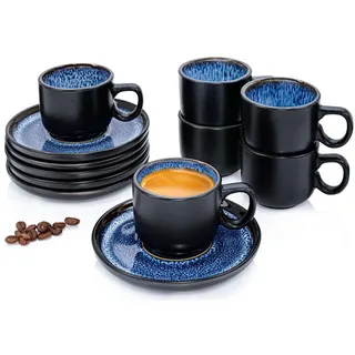 sänger Aruba Espressotassen Set 12-tlg. blau-schwarz