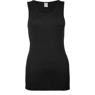 wobera ANGORA Damen Hemd ohne Arm aus 70% Schurwolle KbT und 30% Seide (X-Large, schwarz) - XL