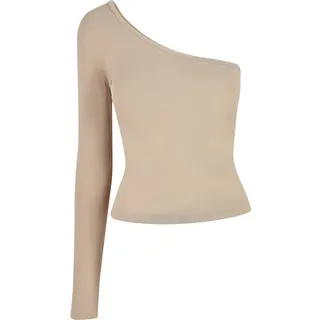 URBAN CLASSICS Langarmshirt Urban Classics Damen Ladies Asymmetric Longsleeve (1-tlg) beige L (40/42)