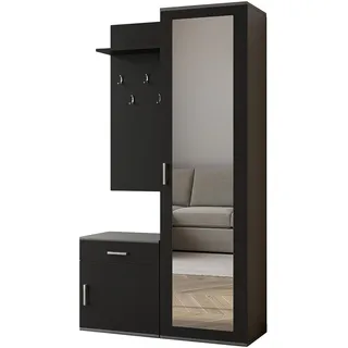 GARDEROBENSCHRANK Magnola Grau Schwarz 100/180,5/35 cm – Modern, mit Spiegel und viel Stauraum