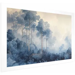Poster – Ein Wald In Nebligen Blautönen