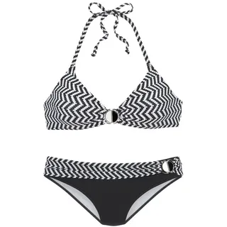 JETTE Triangel-Bikini Damen Schwarz/Weiß 36 Cup A/B